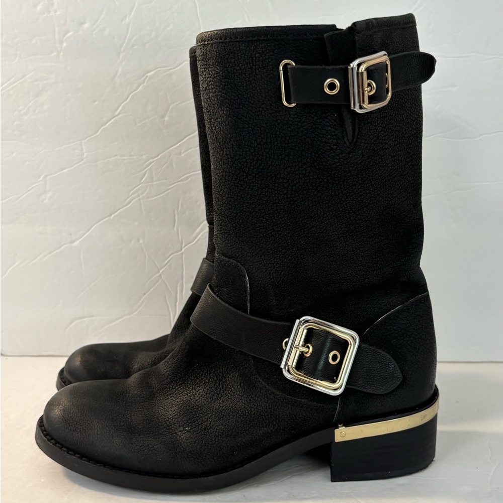VINCE CAMUTO Black Windy Moto Boots Size 6.5